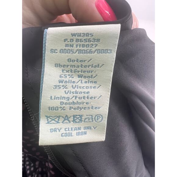 Boden Dress Womens Size 8 R Black Gray Polka Dots Wool Blend Flare Midi Lined - Picture 8 of 11